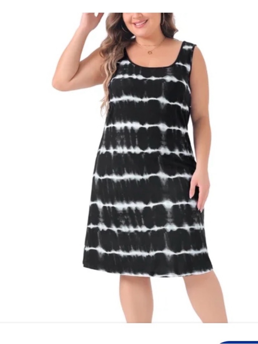 Beach by Exist Black & White Tie-Dye Tank Dress XL